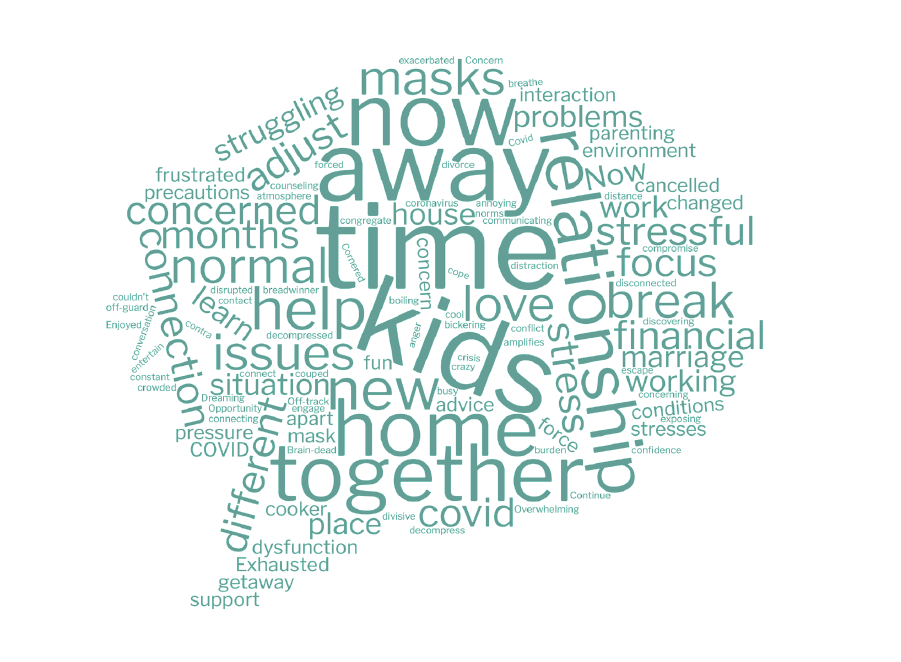 Word cloud from  of past and potential FamilyLife Weekend to Remember conference attendees